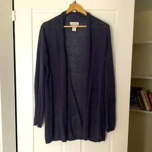Rachel Zoe navy, linen, lightweight cardigan. Size L.